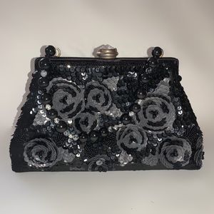 Vintage Neiman Marcus Black Floral Purse